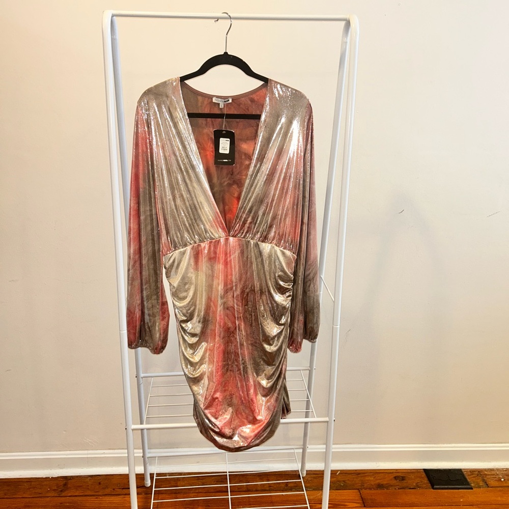 Fashion Nova long sleeve metallic mini dress - size 2X